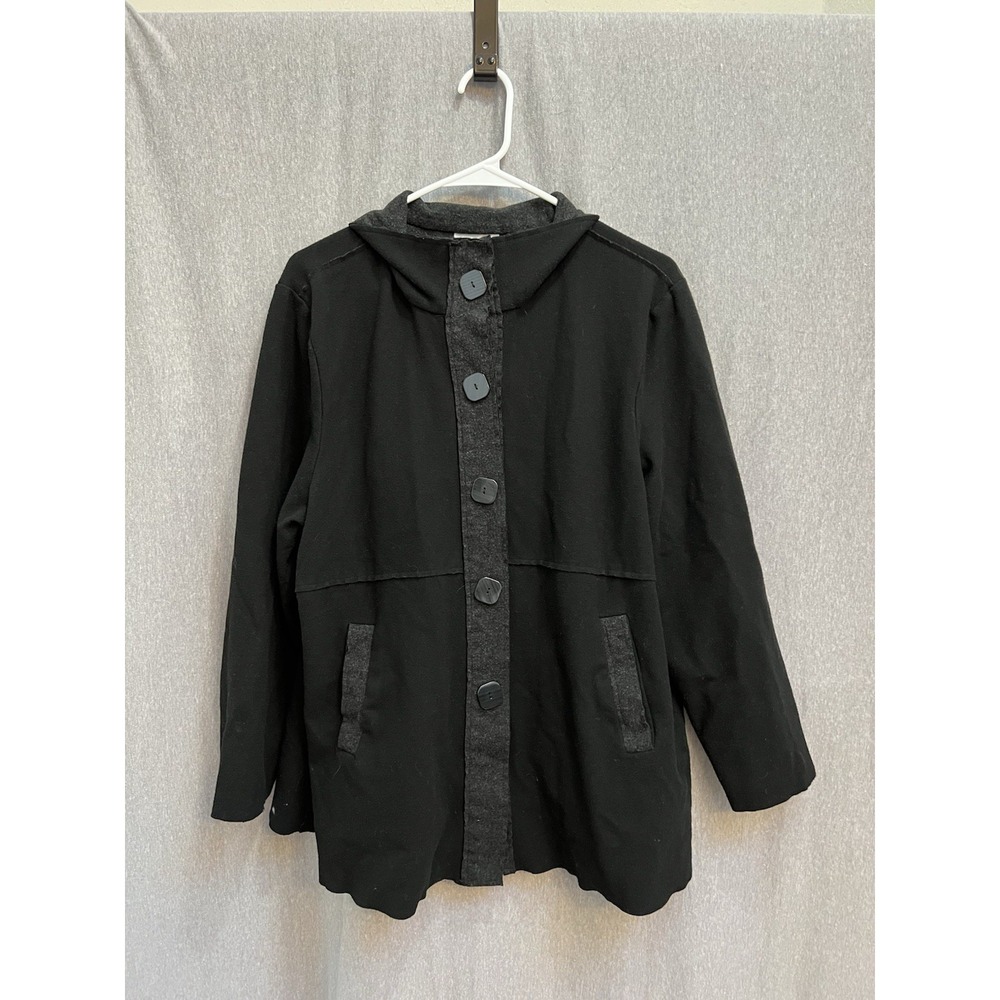 Habitat Clothes to Live In Womens Sz XXL Black Button Jacket Stretch Tunic